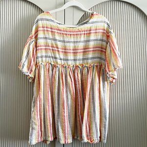 Free People Summer Nights Striped Mini Babydoll Dress/Tunic